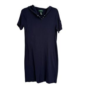 Lauren Ralph Lauren short sleeve hooded cotton midi dress Blue Size M Petite